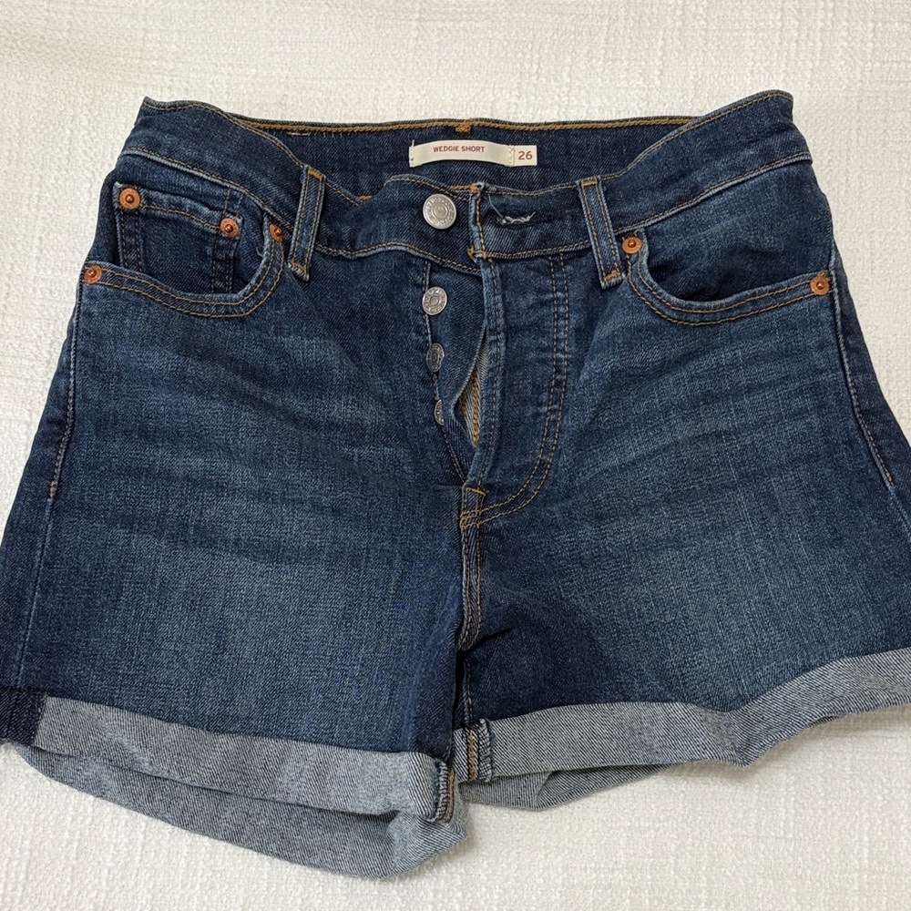 Levi's Dark Blue Denim Women's Rolled Hem Shorts